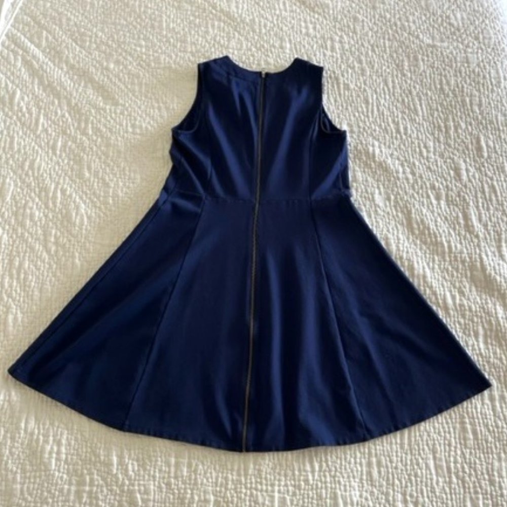 Navy Fit & Flare Sleeveless Dress Size: 14W